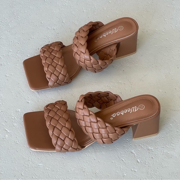 Brown Woven Heeled Sandals Women's 7.5 - Picture 5 of 9